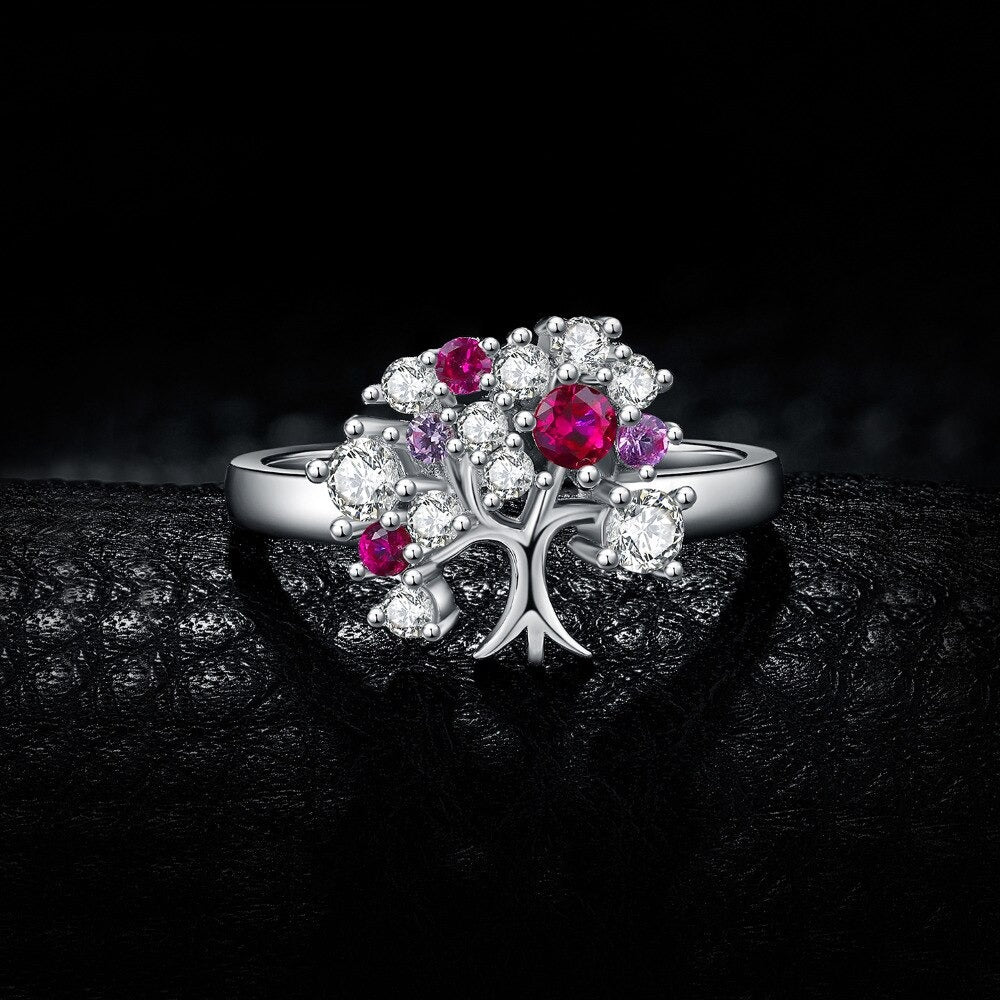Bague Arbre de Vie diamant rose en argent Sterling 925