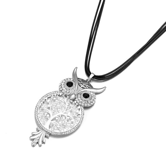 Collier Arbre de Vie Chouette argenté