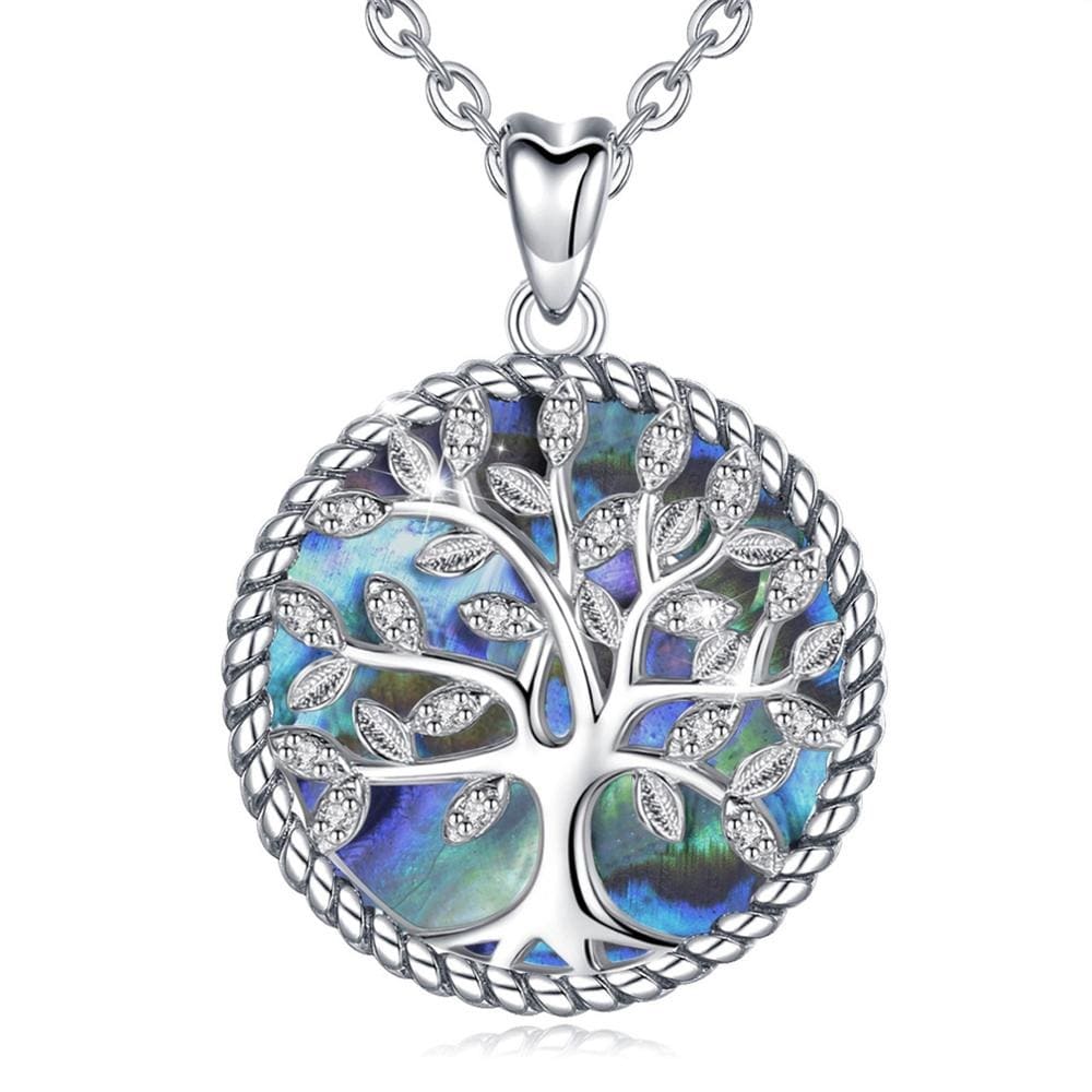 Pendentif Arbre de Vie Nacre Bleue