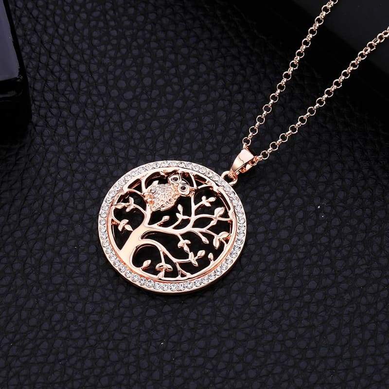 collier Hibou Or Rose