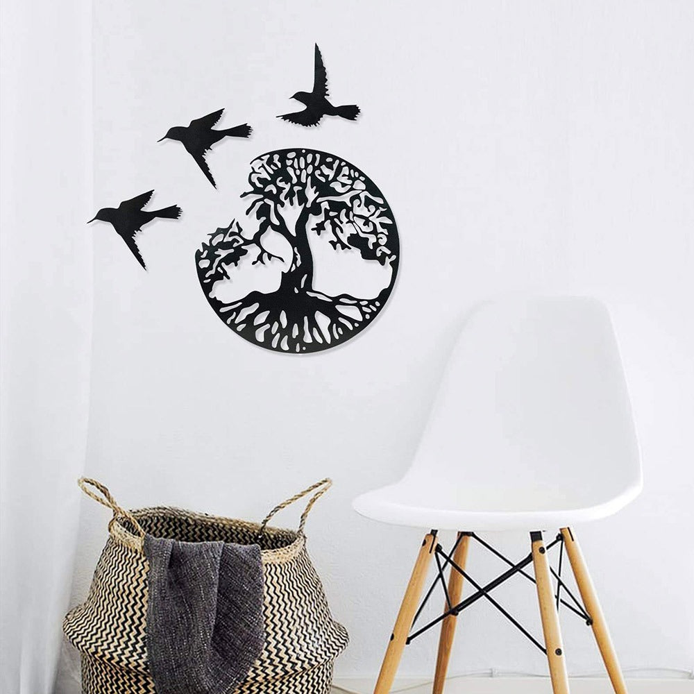 Déco Arbre de Vie Métal avec Oiseaux