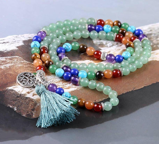 Bracelet Mala 7 Chakras en Aventurine