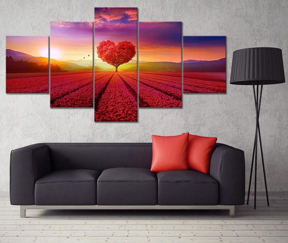 Tableau sur toile avec Cœur Rouge