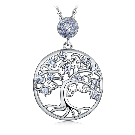 Collier Arbre de Vie Spinelle Bleue en Argent 