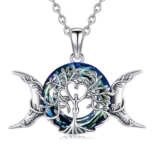 Collier Arbre de Vie avec Lunes en Argent Sterling 925