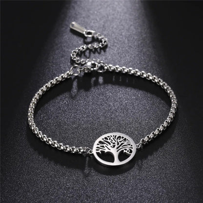 Bracelet Arbre de Vie Homme Argenté en Acier Inoxydable