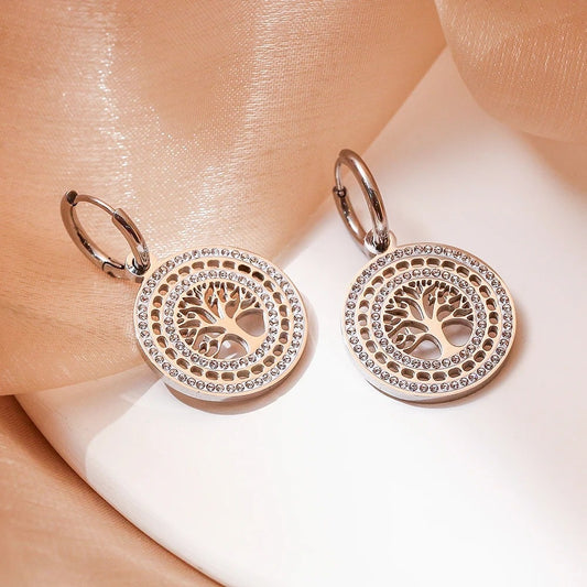 Boucles d’Oreilles Arbre de Vie Oxyde De Zirconium
