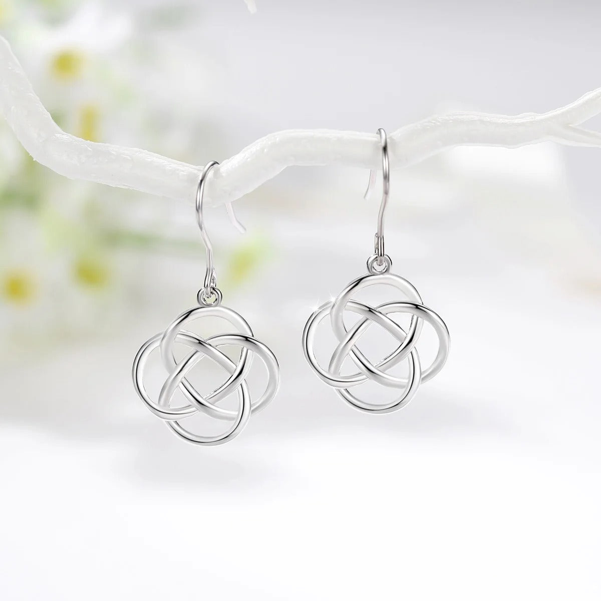 Boucles d’Oreilles Arbre de Vie à Nœud Celtique Argent