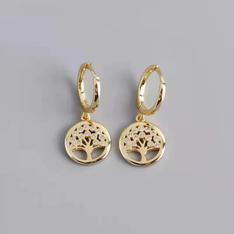 Boucles d’Oreilles Arbre de Vie Doré