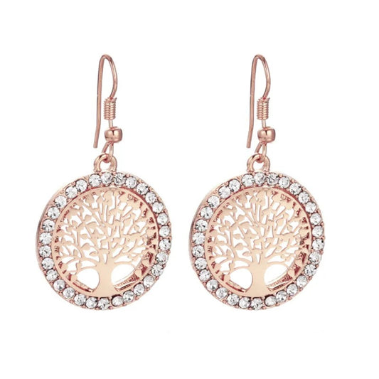 Boucles d’Oreilles Arbre de Vie Or Rose