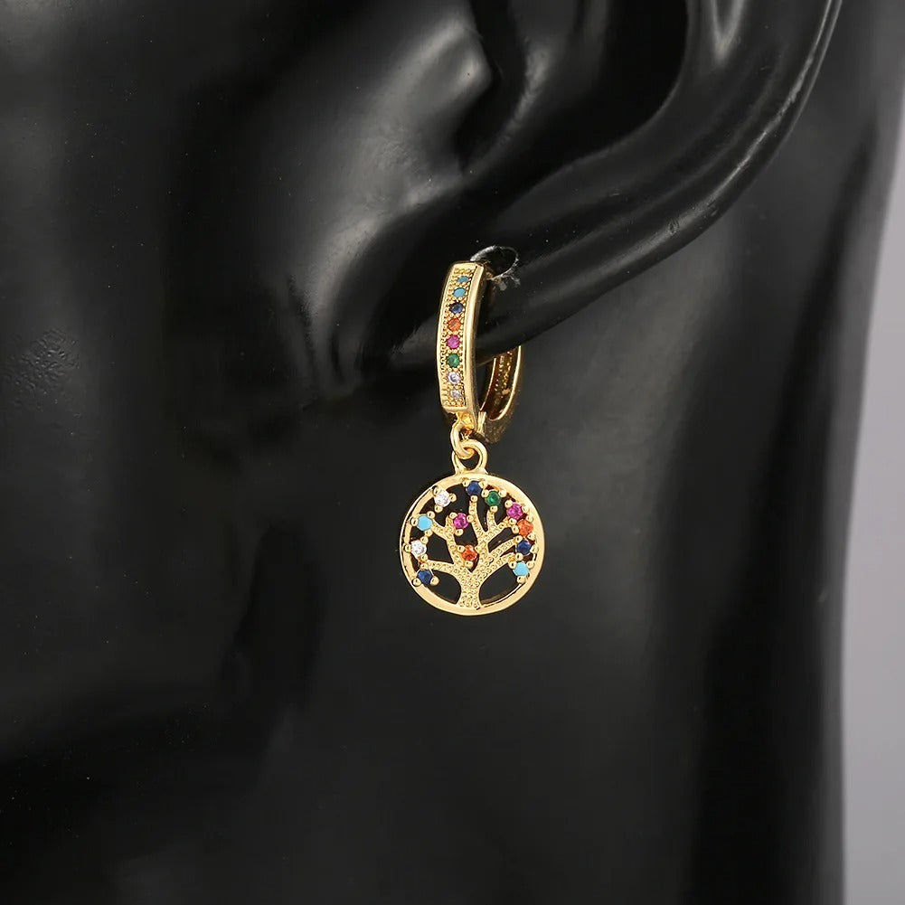 Boucles d’Oreilles Pendantes Arbre de Vie Luxe