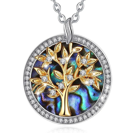 Collier Arbre de Vie Doré Diamants en Argent Sterling 925