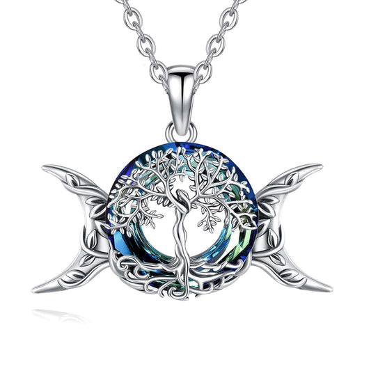 Collier Arbre de Vie Femme avec Lunes en Argent Sterling 925