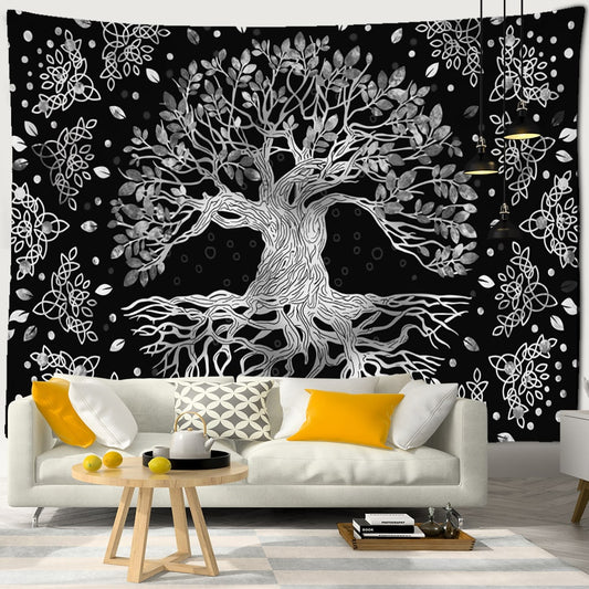 Tenture Arbre de Vie Noir et Blanc