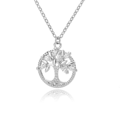 Collier Arbre de Vie Argenté Oxyde De Zirconium