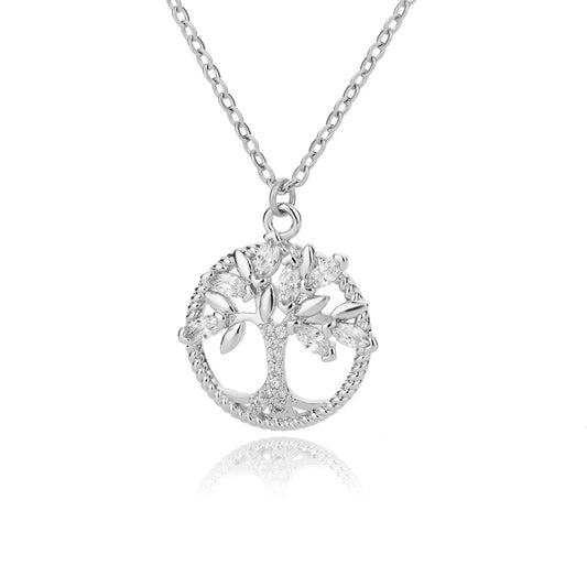 Collier Arbre de Vie Argenté Oxyde De Zirconium