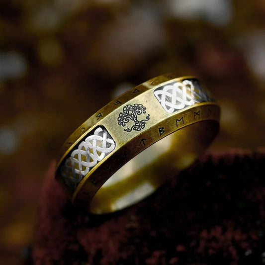Bague Arbre de Vie Nœud Celtique Doré