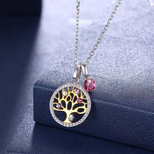 Collier Arbre de Vie Or Diamant Argent Sterling 