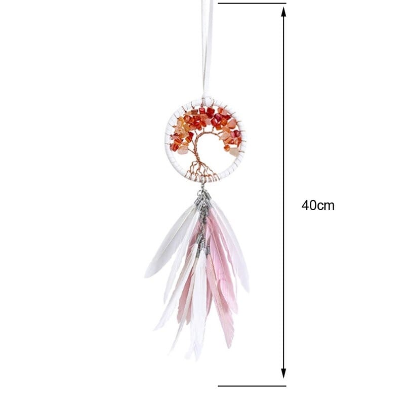 Attrape-Rêve Arbre de Vie avec Agate Rouge 40 cm