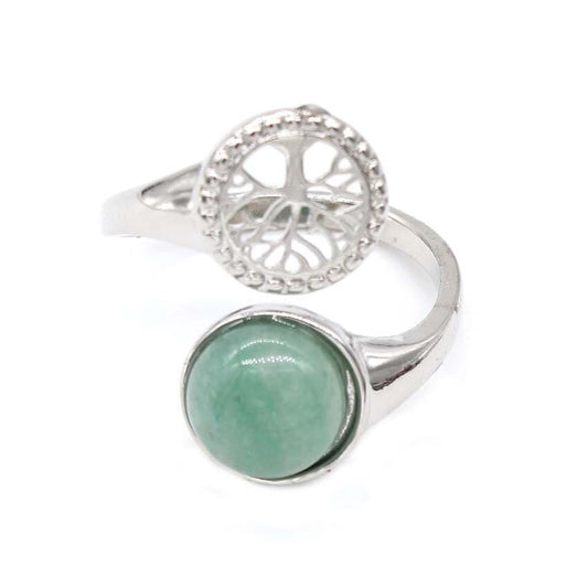 Bague Arbre de Vie avec Pierre Aventurine Verte