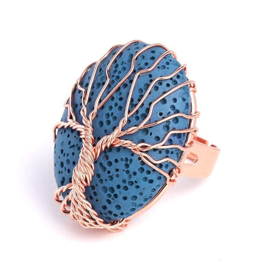 Bague Arbre de Vie Cuivre Bleu