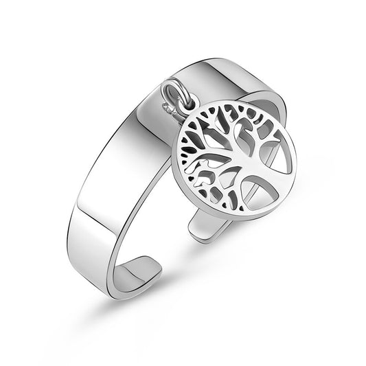 Bague Arbre de Vie avec pendentif en acier inoxydable