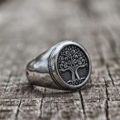 Bague Arbre de Vie acier Homme