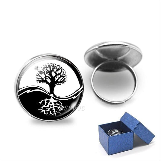 Bague Cabuchon Arbre de Vie Ying et Yang