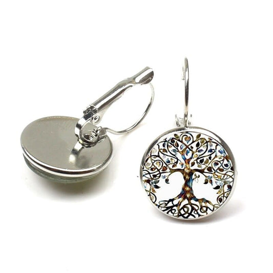 Boucles d’Oreilles Arbre de Vie Cabochon 