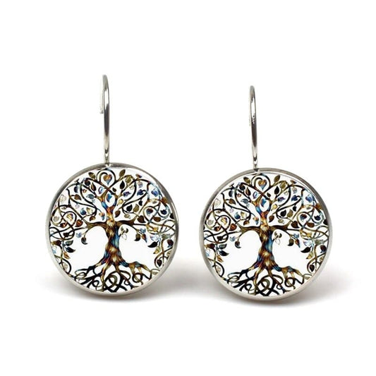 Boucles d’Oreilles Cabochon Arbre de Vie