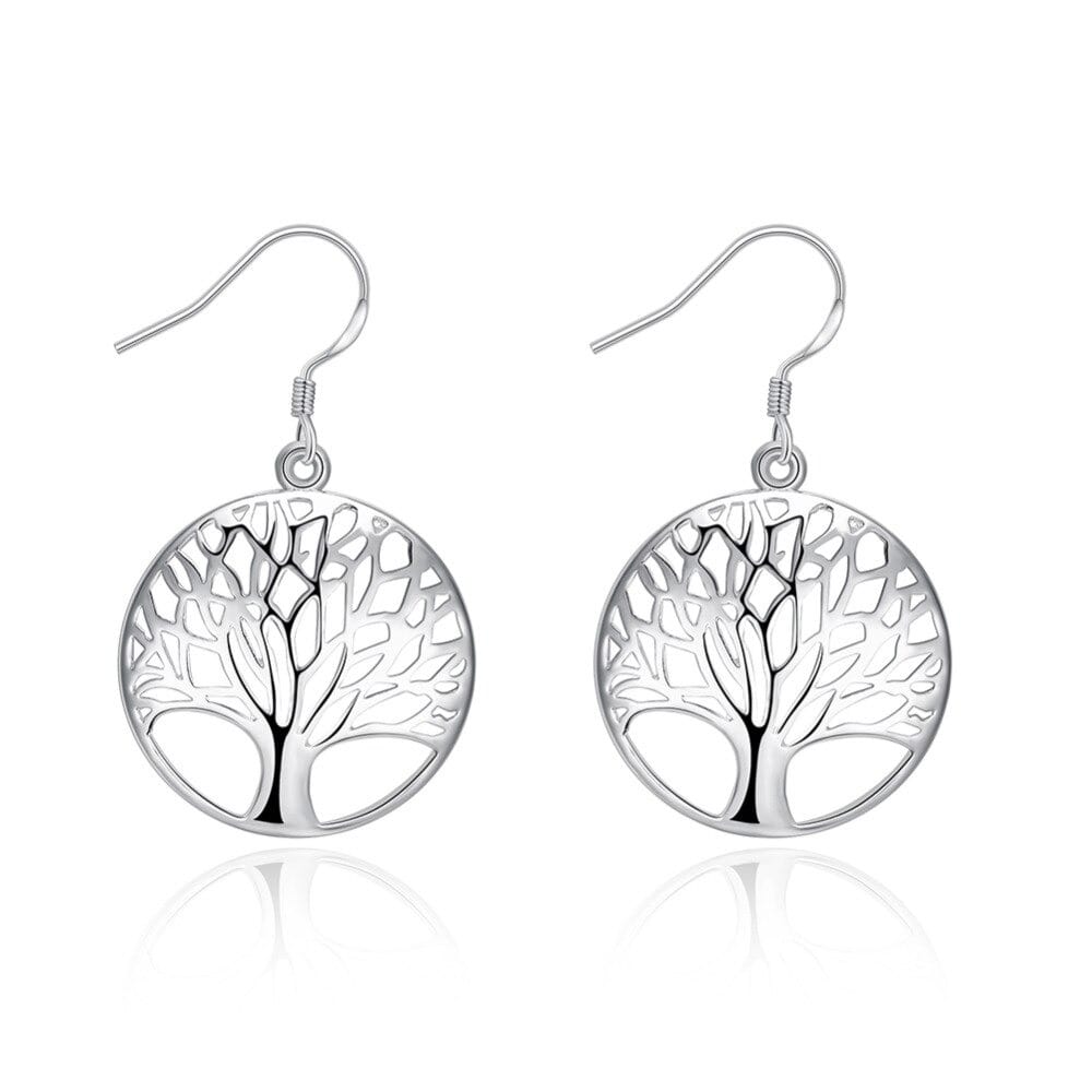 Boucles d'Oreilles Pendantes Arbre de Vie