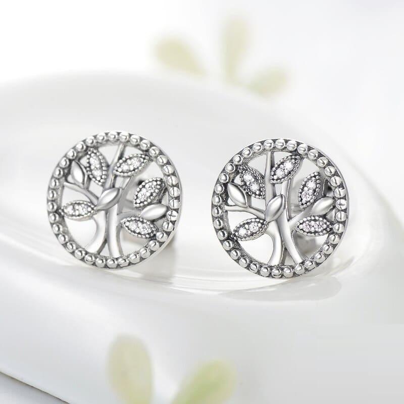 Boucles d’Oreilles Arbre de Vie Diamant argent