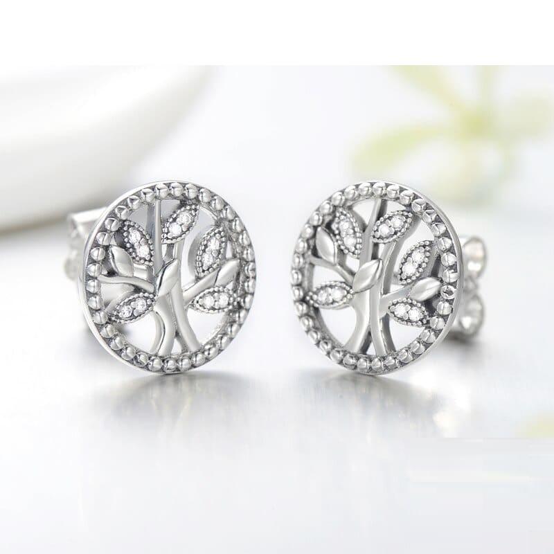 Boucles d’Oreilles clou Arbre de Vie Diamant