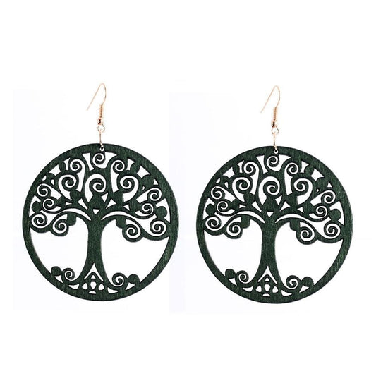 Boucles d’Oreilles Éthnique Vert 