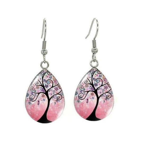 Boucles d’Oreilles Arbre de Vie Fleurs