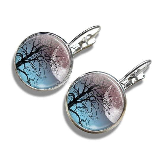 Boucles d’Oreilles Arbre de Vie Lune