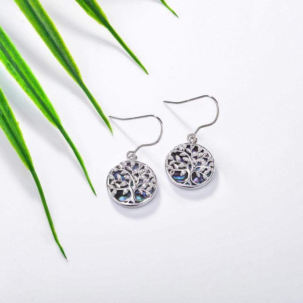Boucles d’Oreilles Arbre de Vie Nacre en argent