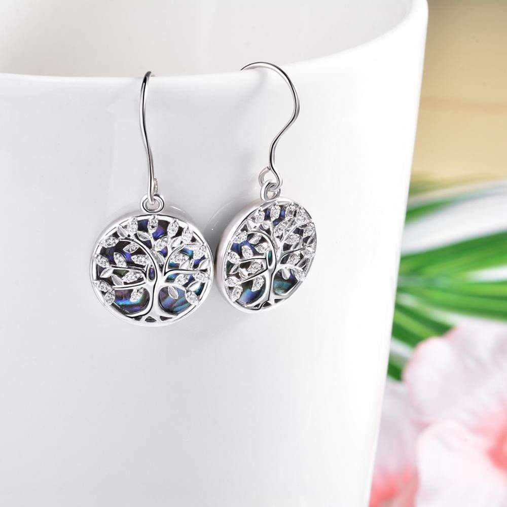 Boucles d’Oreilles Arbre de Vie Nacre argent