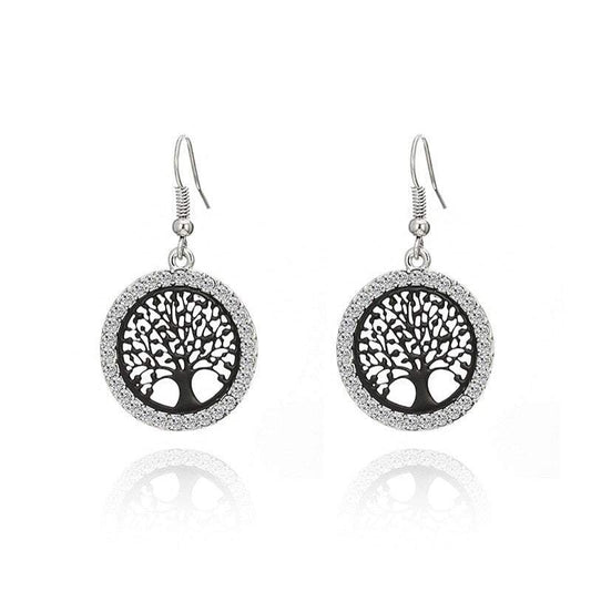 Boucles d’Oreilles Arbre de Vie Noir