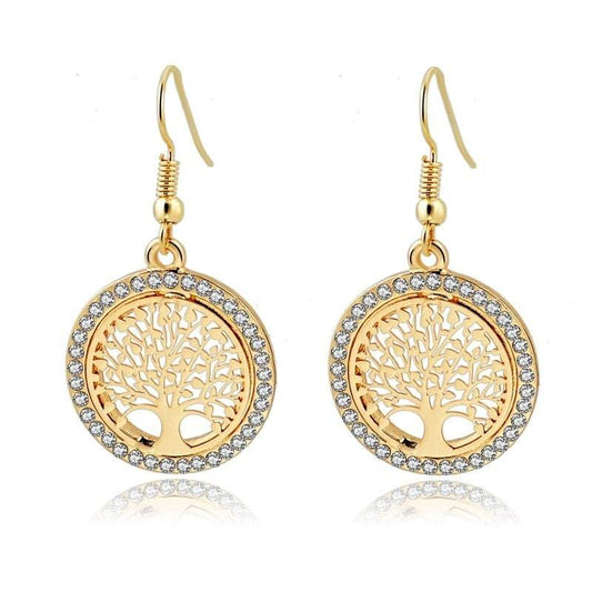 Boucles d’Oreilles Arbre de Vie Or Diamant