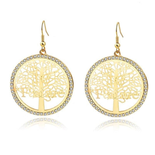 Boucles d’Oreilles Arbre de Vie Pendantes Or