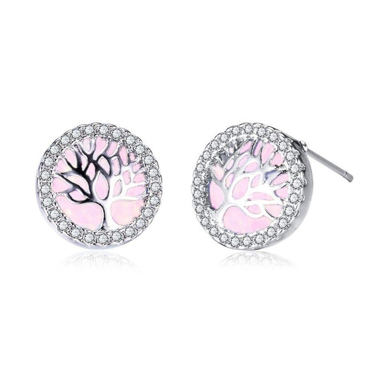 Boucles d’Oreilles Arbre de Vie Rose