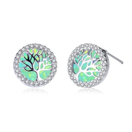 Boucles d’Oreilles Arbre de Vie Vert