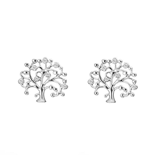 Boucles d’Oreilles Arbre de Vie Zirconium Argent
