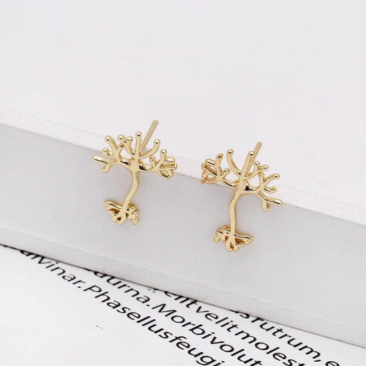Boucles d’Oreilles Arbre de Vie doré