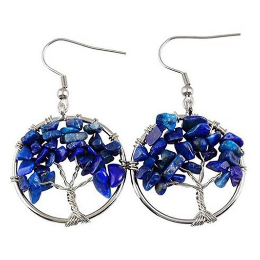 Boucles d’Oreilles Arbre de Vie Lapis Lazuli