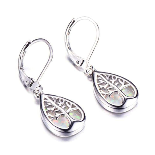Boucles d’Oreilles Opale Blanche