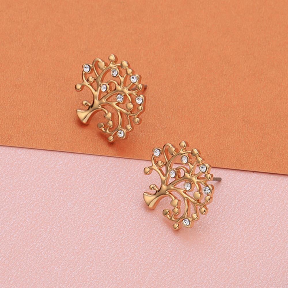 Boucles d’Oreilles Arbre de Vie Zirconium doré