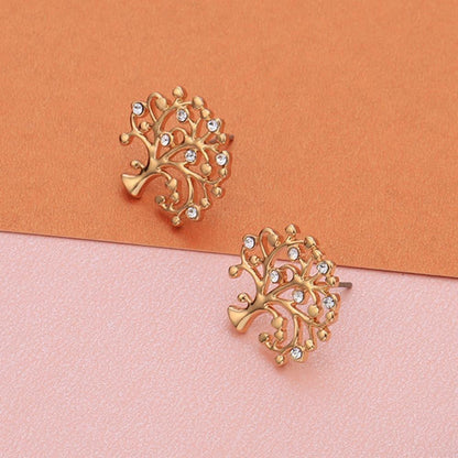 Boucles d’Oreilles Arbre de Vie Zirconium doré