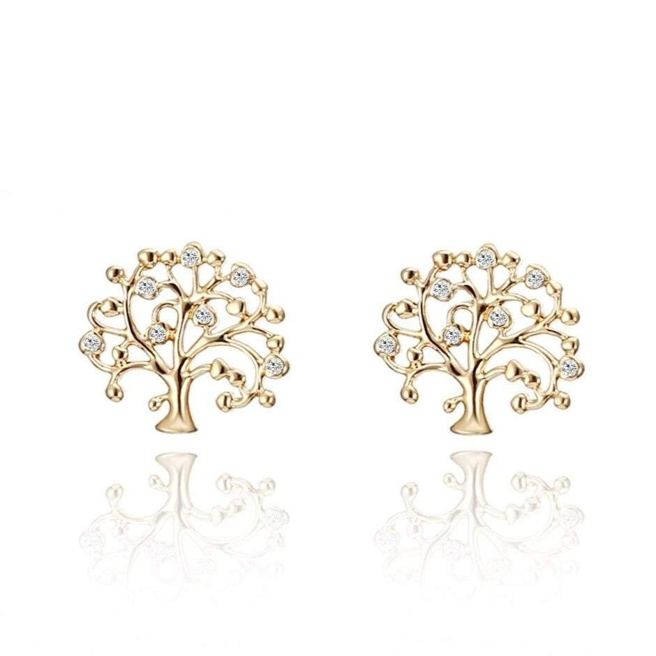 Boucles d’Oreilles Arbre de Vie Zirconium Or